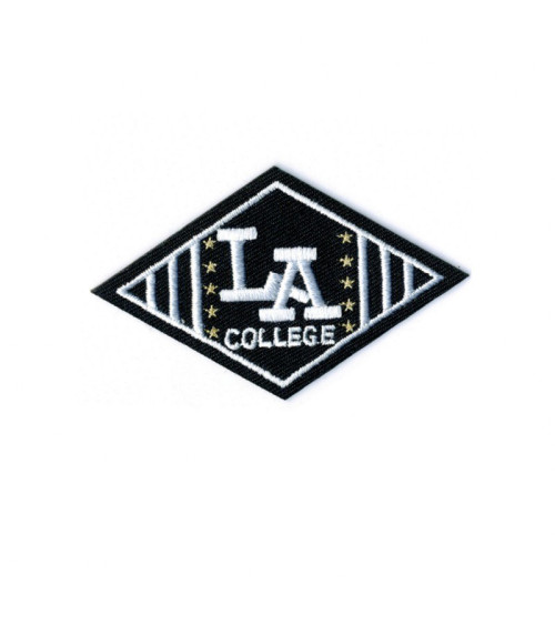 LA college iron-on patch 4x6.5cm black background