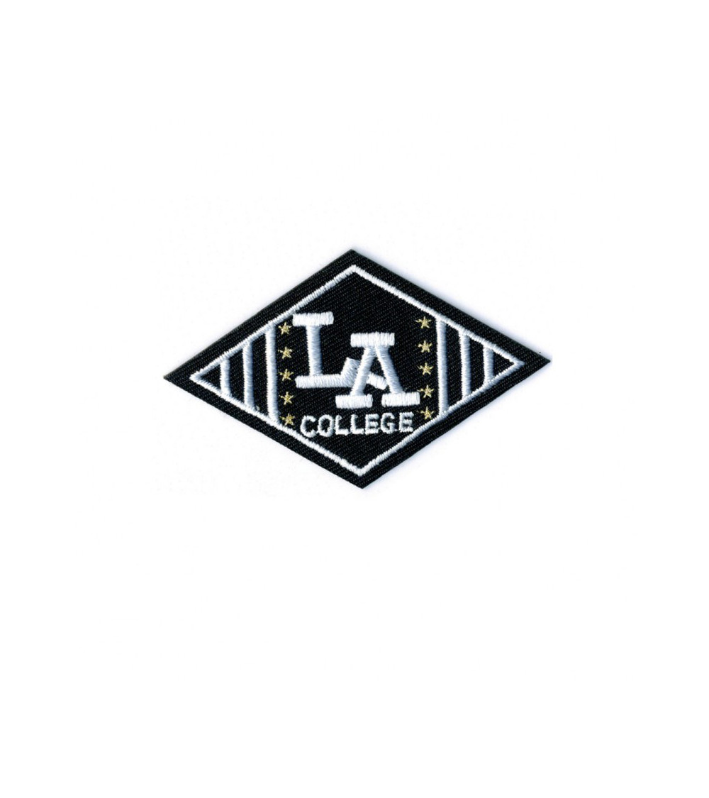 LA college iron-on patch 4x6.5cm black background