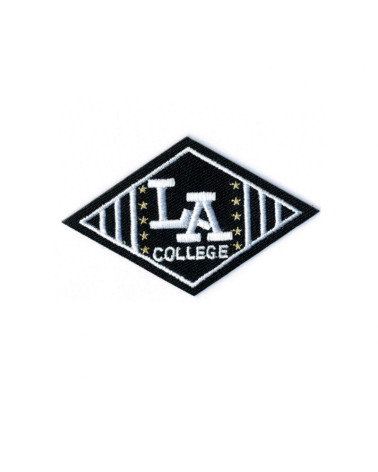 Ecusson thermocollant LA college 4x6,5cm fond noir