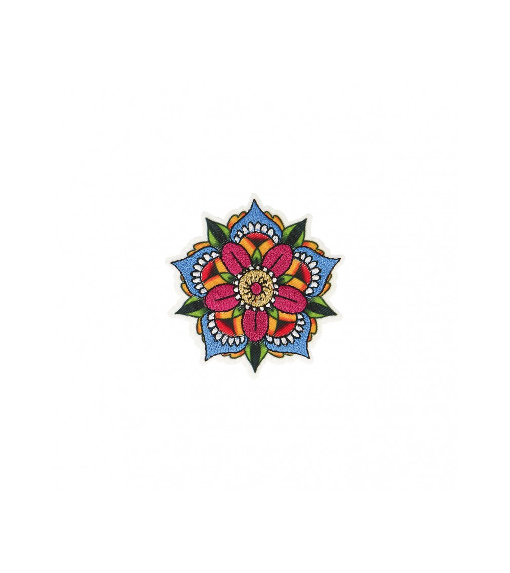 Ecusson thermocollant fleur tatoo 5,5x5,5cm