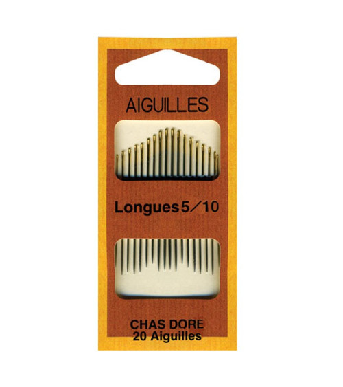 Aiguilles chas doré longues 5/10