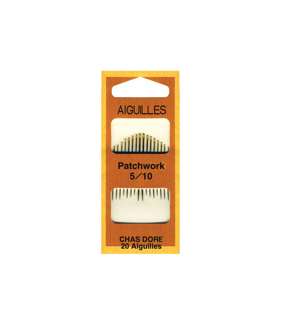 Assortment of 20 gold eye needles for patchwork 5/10