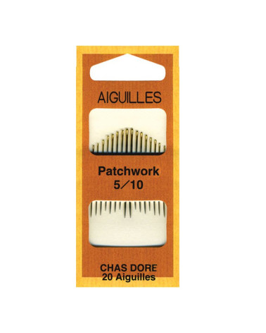 Assortment of 20 gold eye needles for patchwork 5/10