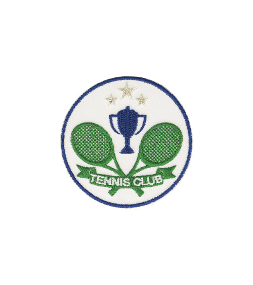 Ecusson thermocollant blason tennis club vert 5x5cm