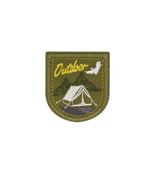 Iron-on patch OUTDOOR tent background khaki 5x5cm