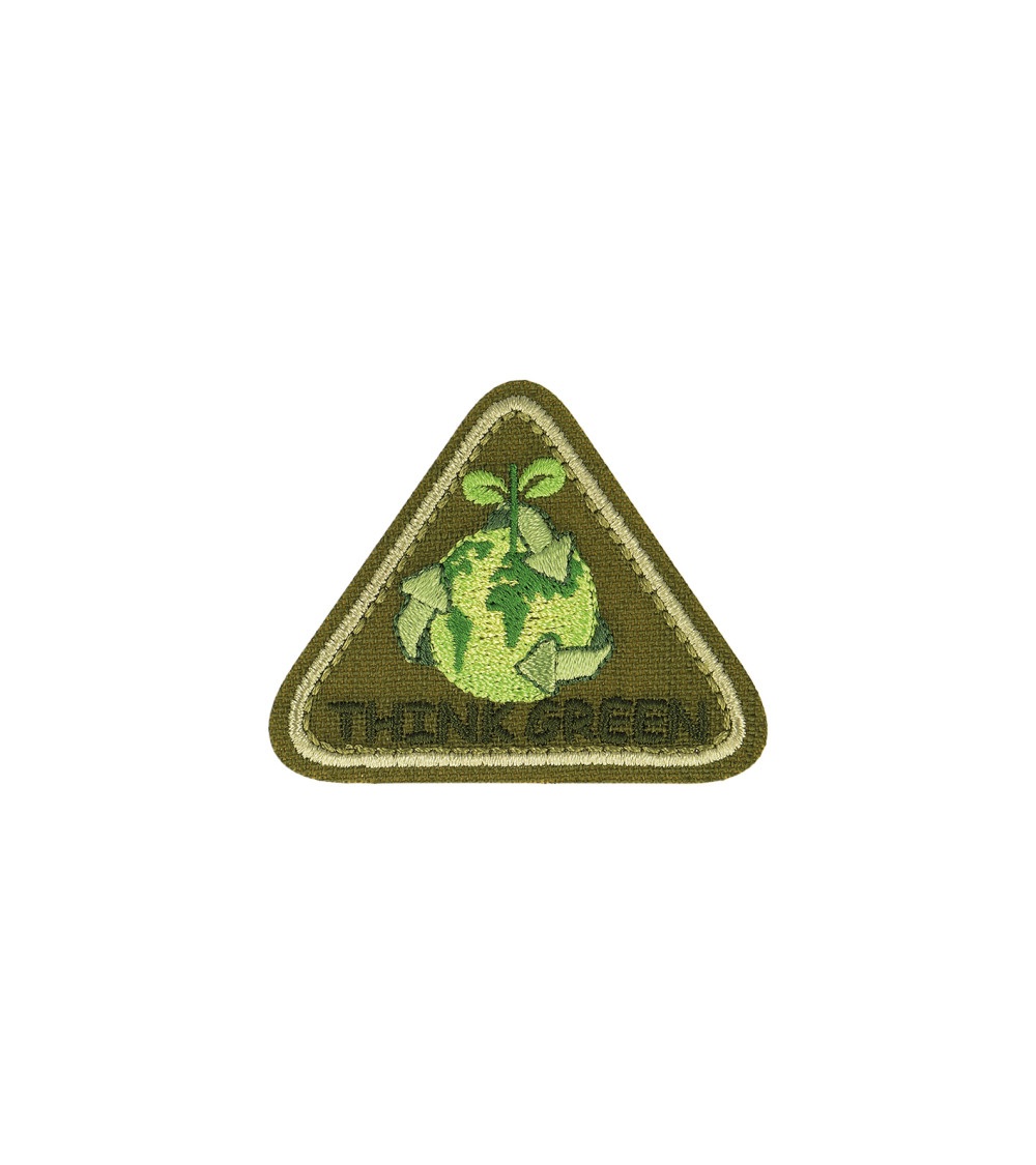 THINK GREEN khaki triangle iron-on patch 4x6cm