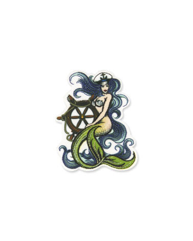 Iron-on mermaid and mast badge 6x6cm