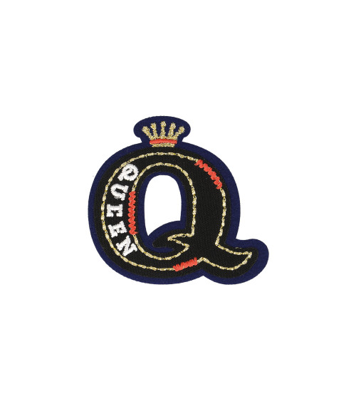 Ecusson thermocollant lettre royale Q Queen 6cm