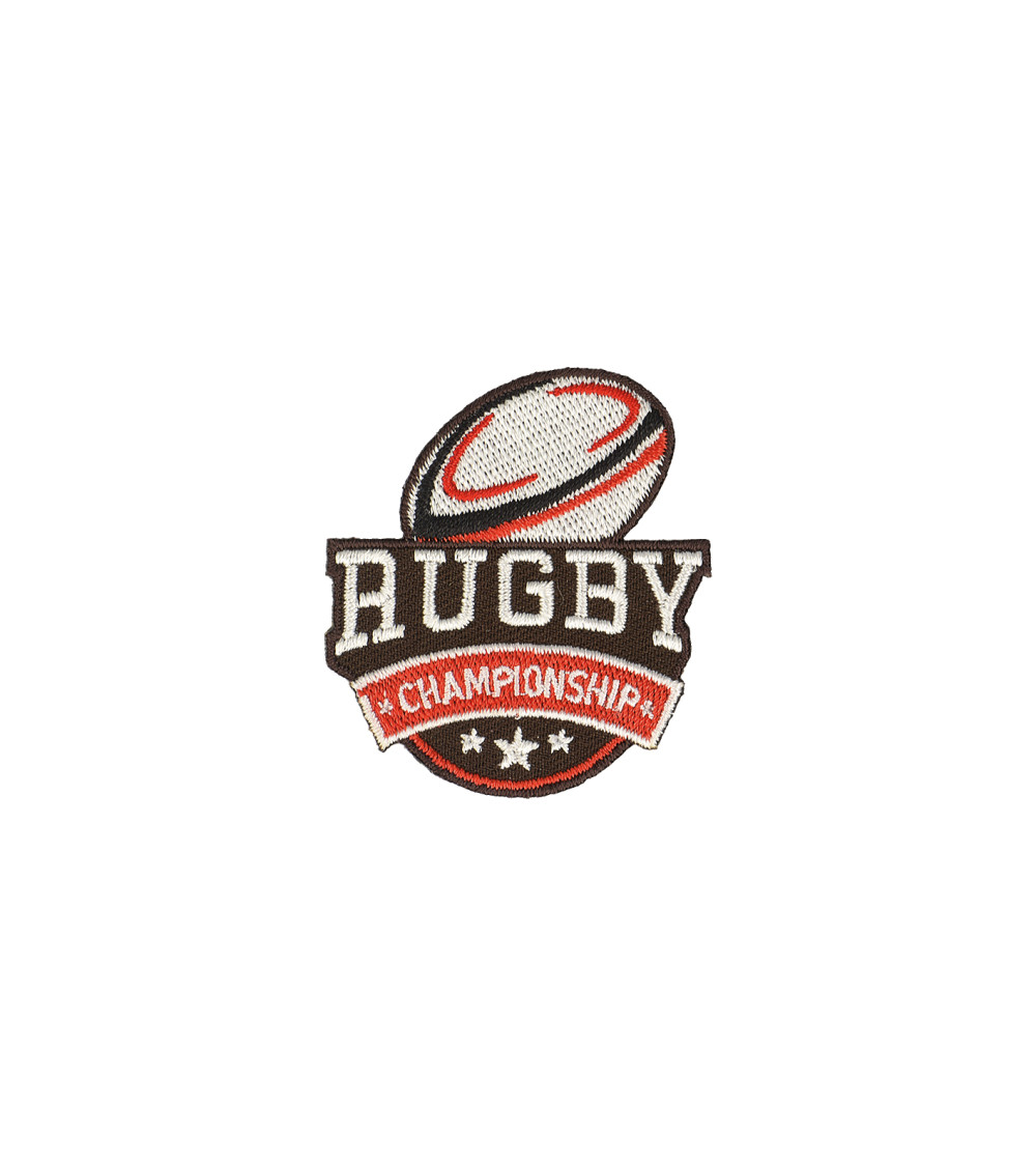 Ecusson thermocollant rugby marron 5x5cm