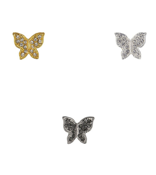 Bouton papillon strass 13mm