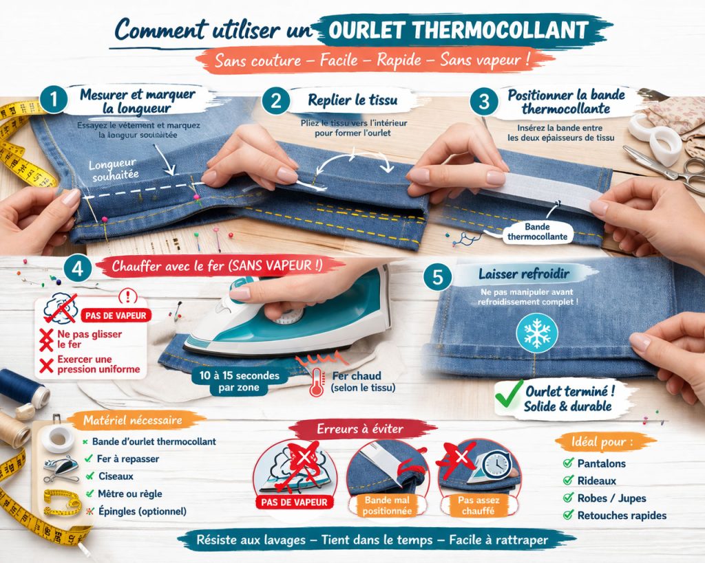comment utiliser ourlet thermocollant
