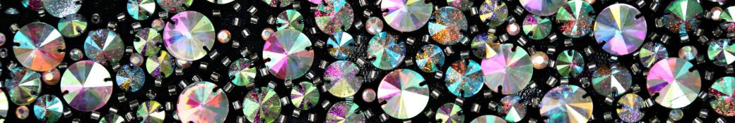 Jeweled buttons and rhinestones